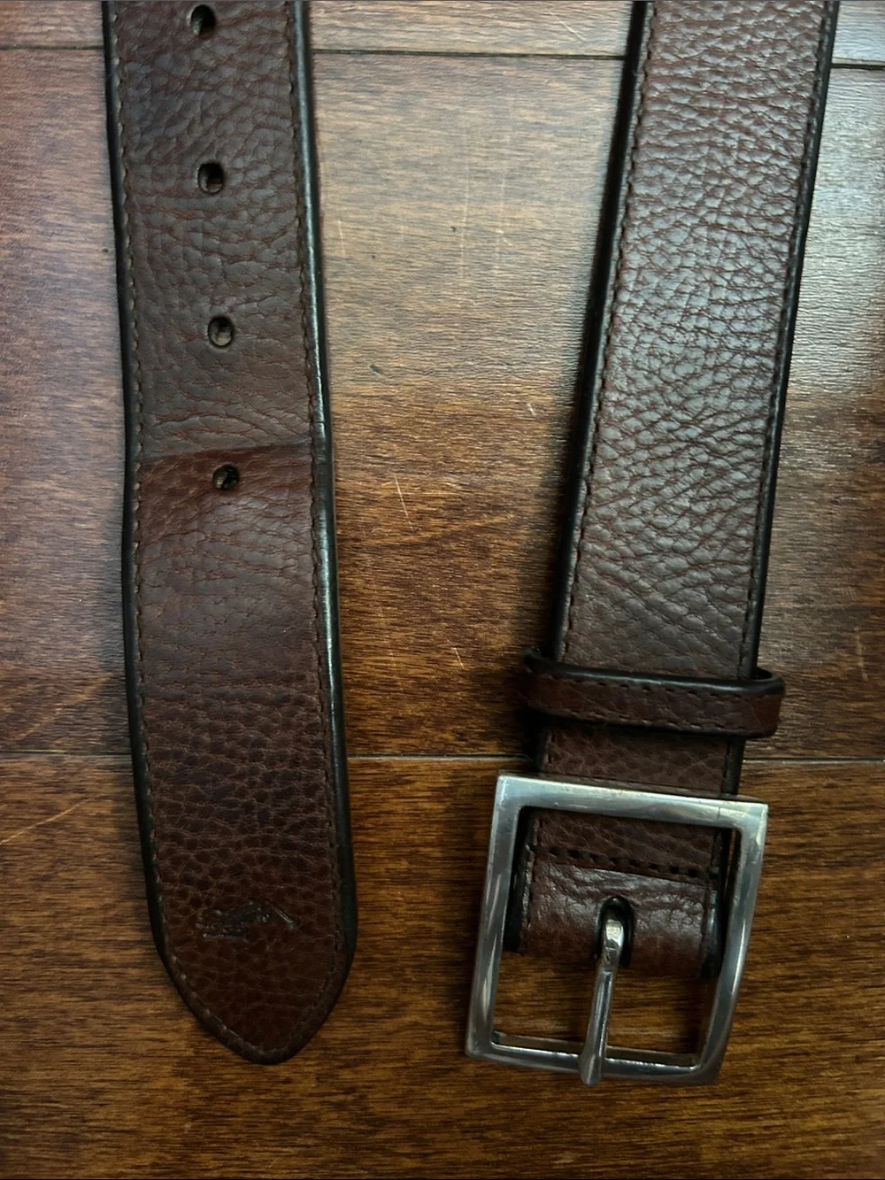 Polo Ralph Lauren Classic Men's Brown Pebbled Leather Belt with Silver Buckle